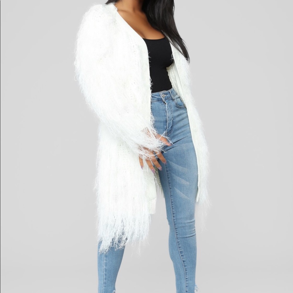 Fuzzy Duster Ivory size Medium Fashion Nova